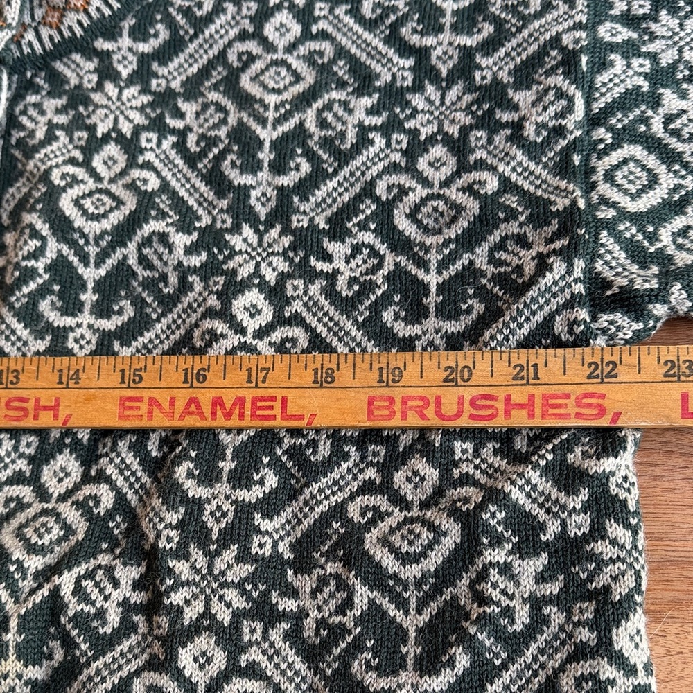 Dale of Norway Dark Green and Grey Fair Isle Wool Cardigan - Picture 8 of 8
